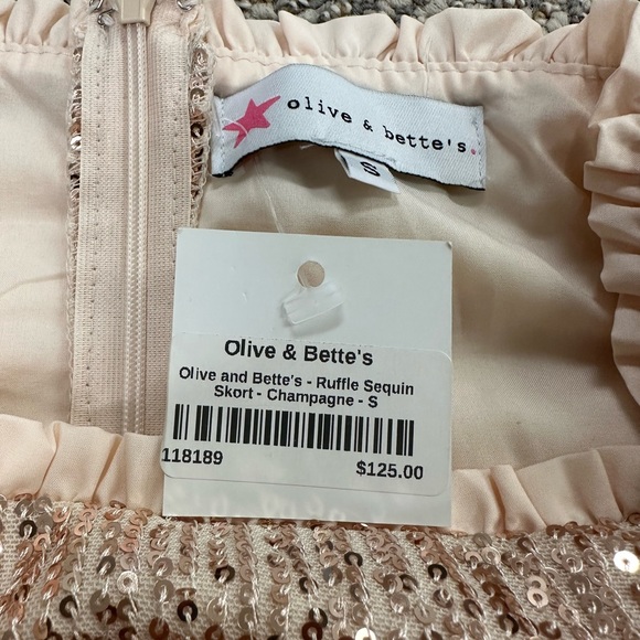 Olive & bette’s ruffle sequin skirt champagne color size small - Picture 3 of 5